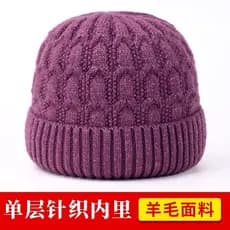 Chapéu de lã tricotado de lã outono inverno mãe chapéu quente meia-idade idosos chapéu de algodão de camada única idosos