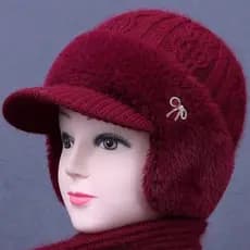 Chapéu de idosos de meia-idade feminino outono inverno mãe velo quente proteção de ouvido avó velha senhora inverno chap