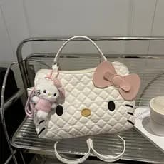 Gato dos desenhos animados dos desenhos animados mochila feminina 2025 novo estilo na moda losango sacola bonito grande
