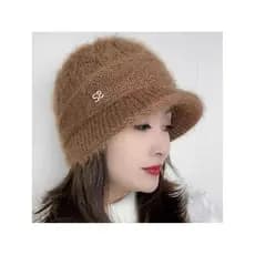 Estilo ocidental chapéu feminino 2024 novo estilo inverno quente esquilo veludo meia-idade idosos malha lã bacia chapéu