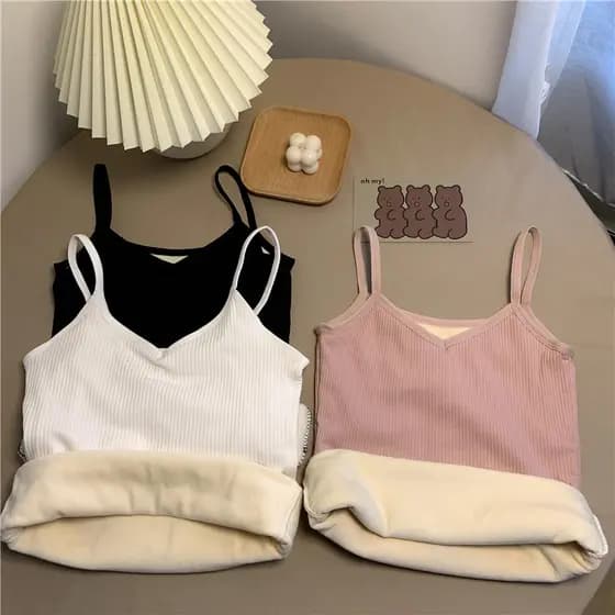 Forro de lã engrossado exterior usar pequena camisola sensação interna Design feminino nicho roupa interior térmica sem