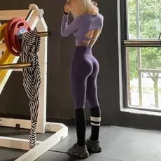 Treinamento dez anos cintura alta sem costura hip Lift calças de fitness treinamento de fitness sem linha embaraçosa pês