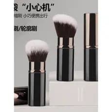 Retrátil banheiro viagem pó Blush escova escova cerdas macias cor combinando pó solto escova de poeira Manicure pincel d