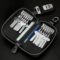 Homens Super grande capacidade caso chave de duas camadas de couro feminino cintura do carro pendurado multifuncional do