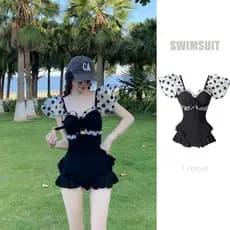 Maiô feminino primavera quente meninas bolinhas pequeno peito com almofada No peito sem suporte de aço capa barriga mais