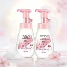 Pond's Cherry Powder iluminando bolha de limpeza de aminoácidos 160ml * 2 limpeza suave niacinamida flor de cerejeira vi