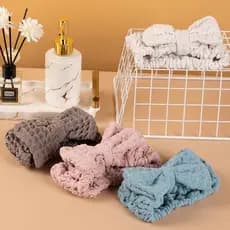 Senhoras faixa de cabelo Waffle macio arco faixa de cabelo série de cor sólida absorver água confortável não-desvanecime