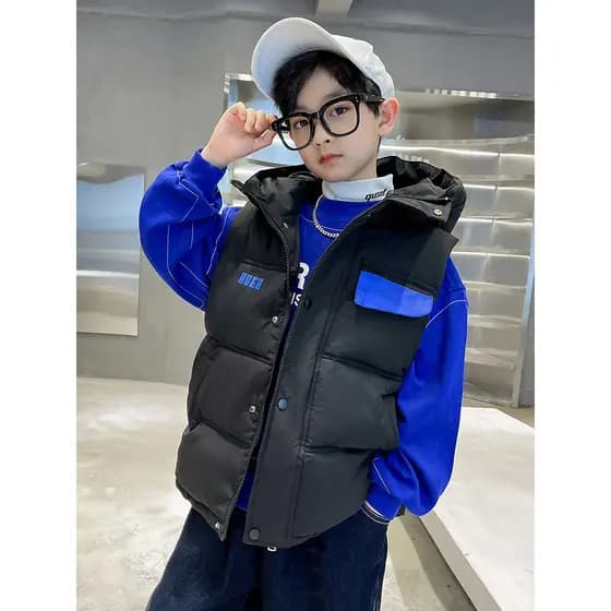 Crianças roupas meninos para baixo colete de algodão outono inverno exterior Wear 2026 novo estilo crianças roupas com c