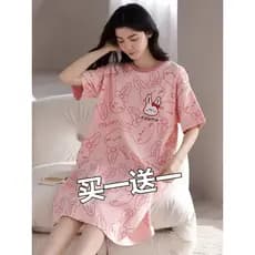 Compre um e ganhe um grátis camisola feminina verão senhoras tamanho grande manga curta verão estilo influenciador vesti