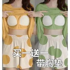 2024 novo estilo pijamas senhoras estilo fino verão manga curta pijamas de uma peça com almofadas no peito Loungewear po
