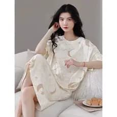 Camisola senhoras verão de manga curta puro algodão camisola doce dos desenhos animados novo estilo solto Homewear estud
