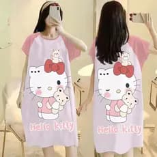 2025 novo estilo camisola feminina verão manga curta estilo fino leite seda bonito dos desenhos animados solto impresso