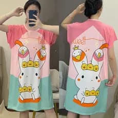 Pijamas femininos verão de manga curta camisola fina dos desenhos animados doce fresco bonito versão coreana solto Plus