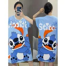 Camisola feminina vestido de verão manga curta Plus Size bonito dos desenhos animados doce solto 2025 novo estilo serviç