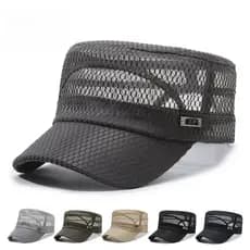 Verão novo estilo chapéu masculino chapéu de topo plano Casual ao ar livre guarda-sol chapéu de sol malha respirável cha