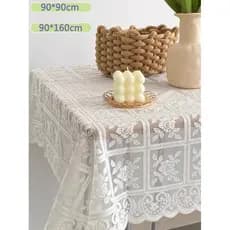 Toalha de mesa retrô francesa, toalha de mesa leve de luxo de alta qualidade com renda branca, estilo ins, pano de cober