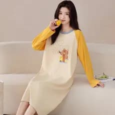 Nova camisola primavera outono de manga comprida senhoras Homewear pijamas feminino 2025 listras doce único pode usar fo