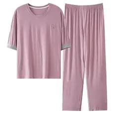Modal legal primavera outono senhoras pijamas suaves calças de manga curta terno solto Plus Size Casual Homewear