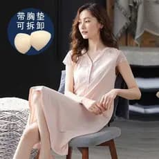 Doce Plus Size Modal camisola com almofada no peito feminino verão pijamas de manga curta feminino 2025 exterior Wearabl
