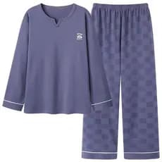 Novo estilo pijamas masculinos primavera outono de manga comprida novo estilo Casual solto algodão Homewear terno pode s