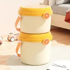 Caixa de armazenamento de brinquedos dos desenhos animados do agregado familiar bebê com tampa boneca bloco de construçã