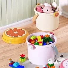 Crianças caixa de armazenamento de brinquedos plástico portátil balde frutas doméstico dos desenhos animados caixa de ar