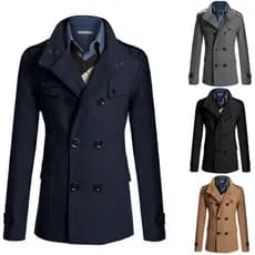 Casaco de Inverno Masculino, Jaqueta Longa à Prova de Vento, Slim-fit 1IAH