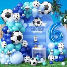Kit de Arco de Balões com Tema de Futebol, 97 Peças, Decoração de Aniversário para Meninos, Número Azul 32 Polegadas 9PF
