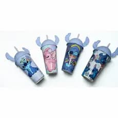 Copo Refri Stitch Plasutil Canudo Resistente Anti Vazamento Tampa Orelha Festa