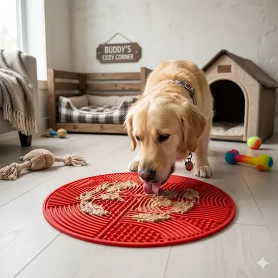 Tapete Lambedor Comedouro Labirinto Pet Silicone Antiestresse Ranhuras Cães Gatos Alimentação Lenta