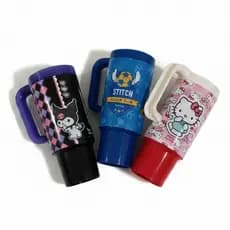 Kit Copo Tumbler Hello Kitty Kuromi Stich Futebol com Alça Prático Divertido