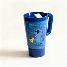 Copo Tumbler Stitch Soccer Grande Tampa Flip Top Plastico Resistente Infantil Escolar Futebol Torcedor Copa