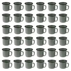 Xícara Caneca Esmaltada Retro 80ml Cinza Café Chá 36 Peças