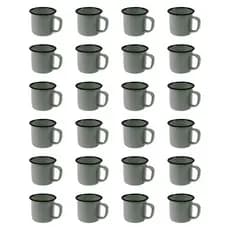 Xícara Caneca Esmaltada Retro 80ml Cinza Café Chá 24 Peças