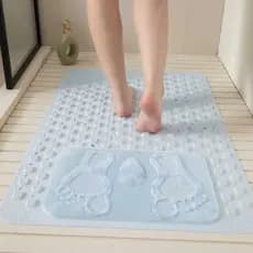 Tapete Banheiro Antiderrapante Box PVC 40x70cm Ventosas Fortes Massagem para Pés Drenagem Rápida Adere na Parede