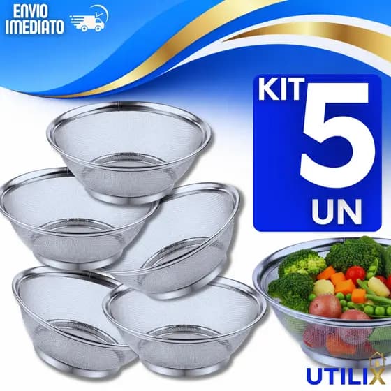 Cesta em Inox Escorredor Multiuso 22cm Cozinha Escorredor  lavarLegumes Arroz Fruteira