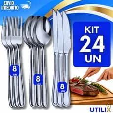 Kit  Talheres Aço Inox Inoxidável –  Garfos +  Colheres+ Faca | Talheres Resistentes