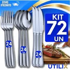 Utensílios KIT Talheres Inox Garfo Faca Colher Cozinha Restaurante