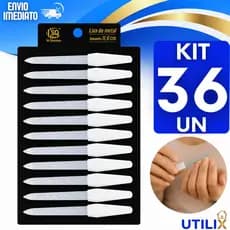 Conjunto Lixa de Unha Metálica Profissional Inox 12cm para Manicure e Pedicure Salão Praticidades