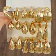 Novos brincos personalizados em formato de gota d'água, cor dourada, de alta qualidade, conjunto criativo de brincos em