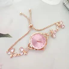 Novo modelo de relógio feminino com pulseira fina, laço de diamante colorido e incrustações de diamante, pulseira ajustá
