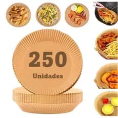 Forma Air Fryer Descartável Papel Antiaderente Redondo Quadrado Kit 50 a 300 Unidades