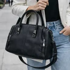 Bolsa Feminina Transversal Com Bolsos Internos Alça de Mão Ombro Trabalho Escritório Média Espaçosa Couro PU Elegante