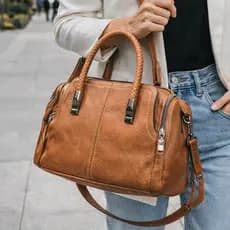 Bolsa Feminina Transversal Alça De Mão Ombro Trabalho Dia A Dia Divisória Interna Espaçosa Elegante Moderna Couro PU