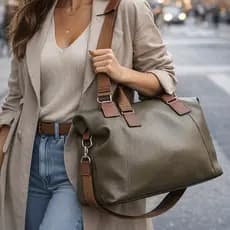 Bolsa Feminina Grande Sacola Transversal Ombro Trabalho Faculdade Cabe Notebook Espaçosa Couro PU Prática Moderna Top