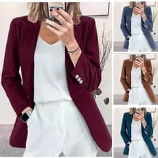 Novo cardigã de veludo cotelê para outono e inverno, elegante e ajustado, blazer casual profissional de cor sólida.