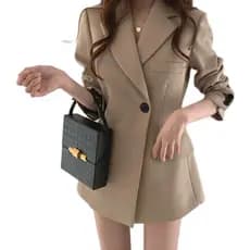 Blazer cáqui, nova coleção de outono, blazer de alta qualidade, elegante e versátil, blazer de cintura alta.