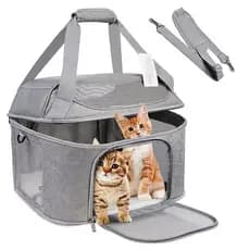 Nova bolsa de transporte para gatos para uso externo, mochila portátil para gatos grandes, destacável, respirável, dobrá