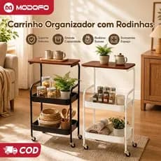 Carrinho Organizador Móvel Facil Montar Com 3 Prateleiras Reforçado Metal Prateleira Para Diversos Itens Com Rodinha