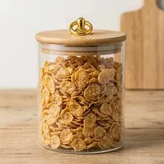 Pote de Vidro Borossilicato 750ml com Tampa de Bambu Hermético com Vedação de Silicone Porta Mantimentos
